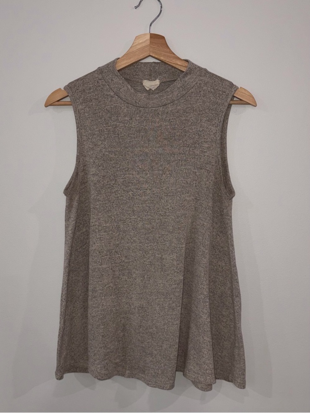 Caution To The Wind Sleeveless Knit Top - Taupe Heather